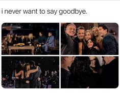 two people hugging each other with the caption that reads, i never want to say goodbye