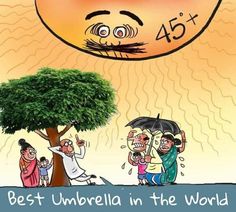 an image of people under a tree with the words best umbrella in the world