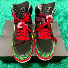 Jordon Spizike Bg Black/ Varsity Red Grade School 5.5 Womens Size 7 Air Jordan 4 Bred, Nike 95, Bg Black, Bg Color, Jordan 100, Jordan 4 Bred, Jordan Spizike, Nike Air Jordan 5, Jordan Retro 1