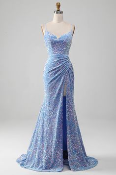 Blue Prom Dress Butterflies, Long Sparkly Dresses Prom, Styles Of Prom Dresses Chart, Shimmery Blue Dress, Mermaid Dress Inspiration, Prom Dresses Light Pink Sparkle, Ariel Blue Sparkle Dress, Light Blue Pageant Dress, Light Blue Homecoming Dresses Long