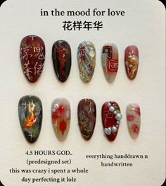 Deftones Nails, Japan Inspired Nails, Japanese Inspired Nails, Japanese Style Nails, Asia Nails, Japan Nails, Japanese Nail Design, La Nails, Hippie Nails