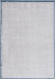 a white rug with blue trim on the edges