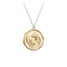 10K Yellow Gold Engravable Pisces Zodiac Medallion Necklace | Jewlr Pisces Zodiac Symbol, Pisces Necklace, Mens Engagement, Zodiac Symbols, Medallion Necklace, Pisces Zodiac, Wedding Watch, Watch Gifts, Oxidized Silver