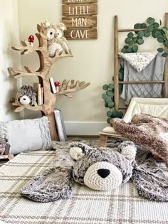 Brown Themed Nursery, Baby Boy Nursery Themes Rustic, Outdoorsy Nursery Boy Rooms, Forest Themed Nursery Rug, Woodland Nursery Boy Kids Rugs, Grizzly Bear Baby Nursery, Diy Bear Rug For Nursery, Outdoorsy Nursery, Bear Rug Nursery