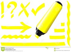 yellow marker with numbers and arrows on white background stock photo - image 349782