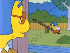 the simpsons character is playing on a slide