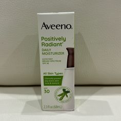 Aveeno Positively Radiant Daily Moisturizer With Spf 30 -2.3 Fl Oz (Brand New) Exp 03/2026 Aveeno Skincare, Aveeno Positively Radiant, Sunscreen Moisturizer, Moisturizer With Spf, Dermatologist Recommended, Broad Spectrum Sunscreen, Daily Moisturizer, Skin Care Women, Even Skin Tone