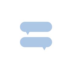 two blue speech bubbles with the word's in each one, on a white background