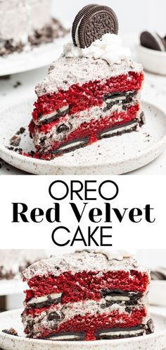 oreo red velvet cake with oreo cookies on top