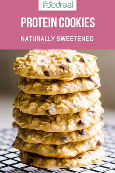 a stack of cookies sitting on top of a cooling rack