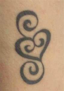 a tattoo on the side of a woman's leg with swirls in black ink