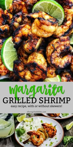 margarita grilled shrimp with limes and rice