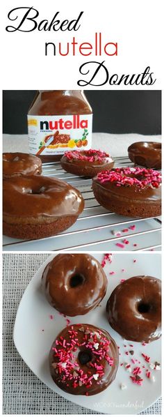 chocolate donuts with sprinkles and nutella spread on the top one