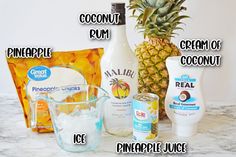 the ingredients needed to make a pineapple ice cream smoothie