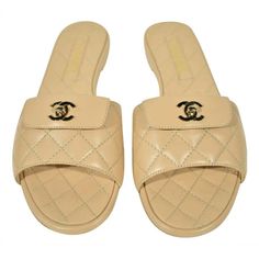 Chanel Rev Beige Turnlock Quilted Gold Cc Logo Mules Slide Sandal Flop Flat 37.5 ********** Chanel ********** Brand: Chanel Size: 37.5 (Know Your Chanel Size) Name: Mule Sandal Color: Beige Style: Rev Style#: G38232 X01000 0l490 Material: Lambskin Cc Gold Metal Turnlock Flap Front Logo Beige Lambskin Leather Quilted Material Slip On Slide Style Mule Brand New In Box, Comes With Original Box And Dust Bag 100% Authentic Or Your Money Back Great Gift I Ship Worldwide Any Other Questions Just Ask, I Luxury Sandals With Cushioned Footbed, Luxury Synthetic Sandals With Cushioned Footbed, Classic Cream Sandals With Leather Sole, Classic Cream Closed Toe Sandals, Classic Closed Toe Cream Sandals, Luxury Beige Slip-on Sandals, Luxury Synthetic Slides, Designer Beige Slip-on Sandals, Luxury Cushioned Slides Flat