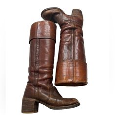 Frye Campus Boot 8503 Vintage 70s-80s Tall Cuffed Brown Leather Stacked Heel 5b Frye Campus Boots, Frye Shoes, Stacked Heel, Shoes Heels Boots, Vintage 70s, Shoes Women Heels, Heeled Boots, Brown Leather, Shoes Heels