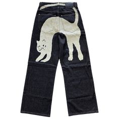 (A) CATVISU DENIM 2.0 Printed Denim Pants, The Old Curiosity Shop, Pocket Cat, Big Pants, Upcycle Clothes Diy, Cat Graphic, Denim Branding, Men's Wear, Printed Denim