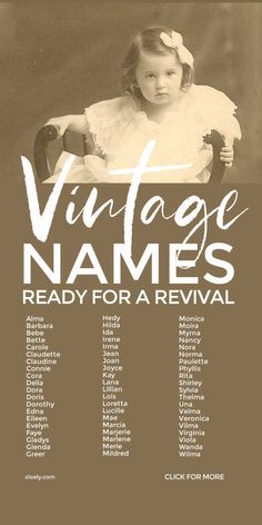 an old photo with the words vintage names ready for a revival on it's back cover