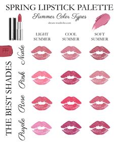 Spring Shopping Guide for the Summer Color Types – Dream Wardrobe Summer Undertone, Light Summer Makeup, Summer Color Analysis, True Summer Color Palette, Warm Spring Palette, Summer Lipstick Colors, Estate Soft, Cool True Summer