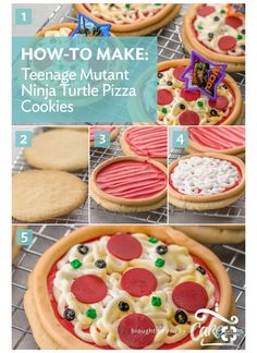 how to make teenage mutant ninja turtle pizza cookies with instructions for making them in the shape of pizzas