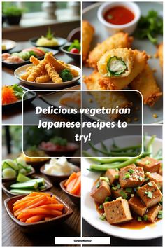 Delicious vegetarian Japanese dishes including tempura, tofu, and fresh vegetables. Japanese Vegetarian Recipes, Veggie Sushi Rolls, Tempura Vegetables, Vegetarian Japanese, Veggie Sushi, Healthier Options, Vegetarian Cabbage