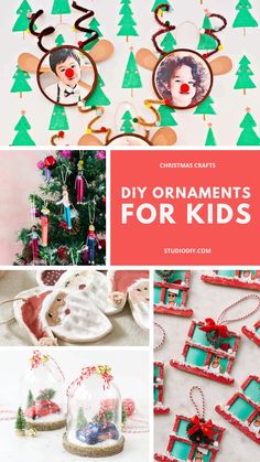 christmas crafts for kids to make and decorate with the help of their own hands, including ornaments