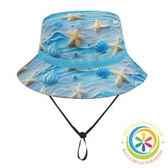 Unleash your inner mermaid or merman with our Under the Sea Bucket Hat! This unisex hat is a vacation favorite that will have you feeling like you're beachside any day. Its playful and colorful design ensures you'll stand out from the crowd wherever you go. Get ready to add some fun to your wardrobe! We create Funky Hats for EVERYONE which look amazing all the time...Wear them out for any occasion, any condition - new or old and of course, at any time of the year! Live life in full color with our Bucket Hats - one-of-a-kind creations to fall in love with. We can customize it with your face or any text - just get in touch we love doing custom designs for our customers! Stay comfortable and protected from the sun with our Bucket Hat made of soft and durable polyester material. It's lightweig Beach Bucket Hat With Adjustable Fit And Flat Brim, Adjustable Fit Bucket Hat With Uv Protection For Beach, Adjustable Fit Bucket Hat For Beach With Flat Brim, Adjustable Wide Brim Bucket Hat For Pool, Adjustable Fit Flat Brim Bucket Hat For Beach, Adjustable Fit Wide Brim Bucket Hat For Beach, Blue Fun Hat For Beach Season, Fun Blue Hat For Beach Season, Fun Blue Hats For Beach Season