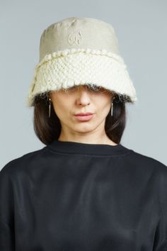 Trendy white wool bucket hat will protect your head from cold winter . The texture hat is very warm, soft and comfortable to wear. This Panama is the best fashion decision for fall-winter season in 2021-2022. SIZE: S-M (56-57) in stock M-L (58-59)Custom Made L-XL (60-61)Custom Made Custom Made design is made after a base pattern, similar to ready-to-wear. Note that it will take our team 10 - 15 days to make your product, so remember to add this to the delivery time. Made of 100% wool. Linen(Lini Beige Cloche Winter Hats, Beige Cloche Hat For Winter, Brimmed Beige Bucket Hat For Winter, Beige Brimmed Bucket Hat For Winter, Beige Winter Cloche Hat With Curved Brim, Beige Winter Cloche Hat With Short Brim, Beige Winter Cloche Hat, Winter Beige Brimmed Cloche Hat, Beige Curved Brim Bucket Hat For Winter