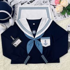 Material: Polyester TR  Color: Navy Option: One set (Short Sleeve Blouse+Bow+ 43CM Skirt), One set (Long Sleeve Blouse+Bow+ 43CM Skirt), Short Sleeve Blouse + Bow Only, Long Sleeve Blouse + Bow Only, Navy 65CM Skirt Only, Navy 80CM Skirt Only, Size: S, M, L, XL  Unit: CM Top Length Waist Bust Shoulder Sleeve Skirt Leng School Uniform Sets With Long Sleeves, Cotton School Uniform Sets, Preppy Cotton School Sets, White School Uniform Sets, School Uniform Outfits, Skirt Short, Modest Fashion Outfits, Cosplay Outfits, One Set