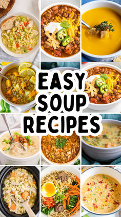 Photo collage of the best soup recipes. Different Kinds Of Soups, Freezer Soup Recipes, Easy Soup Recipes Few Ingredients, Soup Easy Quick, Soup Recipes Ground Beef, Cheese Ball Appetizers, Soups For Cold Weather, Soup Recipes Winter, Ball Appetizers