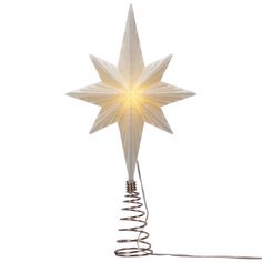 a white star shaped light on top of a wire