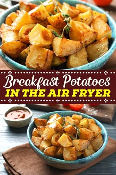 potatoes in the air fryer with text overlay