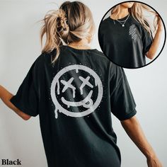 This trendy shirt is the perfect gift for the elder emo in your life. You know, the one that has never stopped loving those old pop punk hits and still goes to every reunion concert/festival they can find. Maybe you're the one that can't get enough of that nostalgic, bittersweet feeling. Gift yourself with this comfy shirt and go jam out. Each shirt is custom made at the time you order it. SIZE: ❤ This is a regular unisex t-shirt. NOT automatically oversized. For women, if you like a relaxed uni Punk Style Short Sleeve T-shirt With Graffiti Print, Grunge Short Sleeve T-shirt For Concert, Emo Cotton T-shirt With Graphic Design, Punk Style Pre-shrunk Short Sleeve Shirt, Halloween Concert T-shirt With Screen Print, Punk Style Crew Neck Top With Graphic Design, Punk Style Graphic Crew Neck Top, Halloween Concert T-shirt With Crew Neck, Emo Style Graphic T-shirt For Streetwear