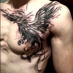 a man with an eagle tattoo on his chest