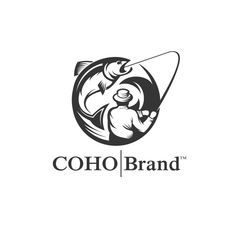 the logo for coho brand, which is designed to look like a fishing man