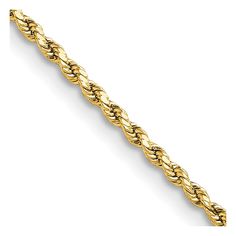 Apparel & Accessories > Jewelry > Necklaces 10k Yellow Gold Width 2 mm Elevate your jewelry collection with our exquisite 10k Yellow Gold Rope Chain Necklace, a testament to premium quality and timeless design. This luxurious 2mm semi-solid diamond-cut rope chain boasts unparalleled craftsmanship, meticulously crafted to ensure not only a stunning aesthetic but also long-lasting wear. The intricate diamond-cut detail catches the light beautifully, creating a subtle sparkle that enhances its eleg Ring Hook, Yellow Jewelry, Rope Chain Necklace, Bow Jewelry, Rose Jewelry, Accessories Jewelry Necklace, Fine Jewellery Necklace, Link Necklace, Rope Chain