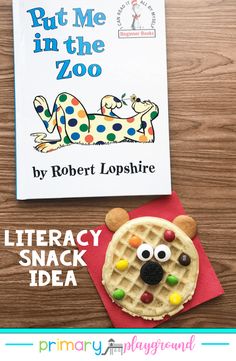 the book put me in the zoo by robert lopshire is next to a waffle