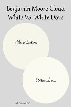 two white circles with the words, berylmin moore cloud and white vs simply white