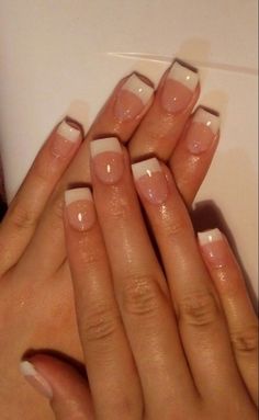 2000s French Tip Nails, Y2k French Tip Nails, 90s French Tip Nails, Square French Tips, Write Your Name, French Tip Acrylic Nails, Short Square Acrylic Nails, Pretty Gel Nails