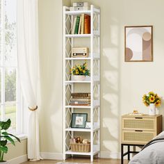 7-Tier Corner Shelf Ideal Bookshelf, Tall Corner Shelf, Unique Bookshelf, Slim Bookcase, Narrow Bookshelf, Unique Bookshelves, Maximize Small Space, White Bookshelves, Corner Bookshelves