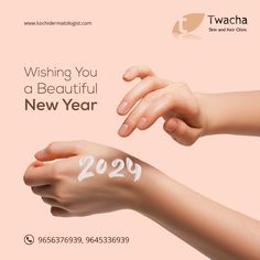 two hands holding each other with the words wishing you a beautiful new year