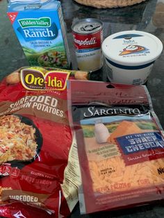 some food items are sitting on a table