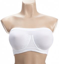 Ahh Angel Underwire Bandeau Bra Seamless Stretch Tube Top, Strapless Nylon Tube Top With Built-in Bra, Fitted Full Coverage Sports Bra With Built-in Cups, White Bra With Built-in Support And Micro-elastic Fit, Supportive Fitted White Bra, Fitted Tube Top With Medium Bust Support And Underwire, Stretch Tube Top With Built-in Bra And Full Coverage, Seamless Stretch Tube Top With Underwire, Seamless Fitted Bandeau Sports Bra