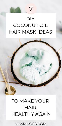 7 DIY Coconut Oil Hair Mask Ideas To Make Your Hair Healthy Again Hair Mask Ideas, Hair Mask At Home, Coconut Oil Hair Mask Diy, Hair Mask For Dandruff, Coconut Hair Mask, Coconut Oil Mask, Oil Hair Mask