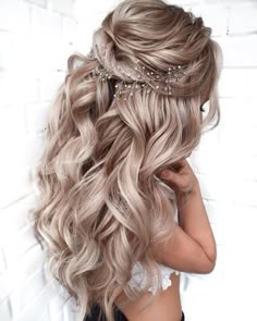 Rose Gold Hair Accessories, Elegant Wedding Hair, Long Hair Wedding Styles, Wedding Hair Inspiration, Wedding Hair Down, Wedding Hairstyles For Long Hair, Bridal Hair And Makeup, Hair Vine