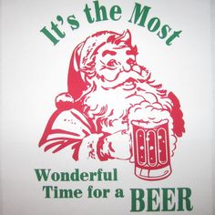 it's the most wonderful time for a beer decal with santa holding a mug