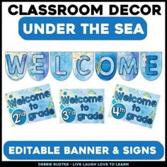 classroom decor under the sea welcome banner and signs