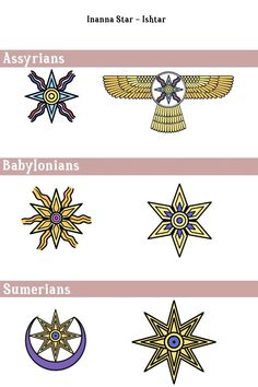 four different types of stars with the names in each star, as well as their respective colors