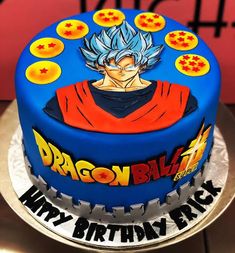 a birthday cake with the image of gohan on it