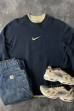 Carhartt Jeans Outfit, Nike Sweatshirts Vintage, Vintage Nike Sweatshirt, Vintage Retro Clothing, Streetwear Mode